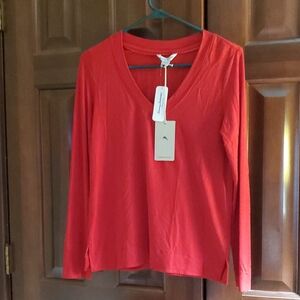 NWT Tommy Bahama Vibrant Red Long Sleeve Tee